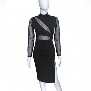 NWT CBR Chic Boutique Black Mesh Cutout Midi Cocktail Dress | Size: M